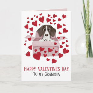 Oma Puppy in Box Valentine's Karte