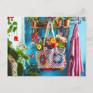 Oma-Quadrat-Häkelkunst Postkarte