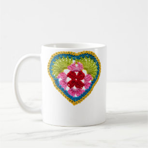 Oma-Quadrat-Herz-Häkeln Kaffeetasse