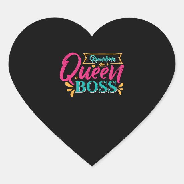 Oma Queen Boss Super Grandma Granny Herz-Aufkleber (Vorderseite)
