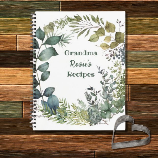 Oma Recipes | Rustikaler Grünregen Personalisiert Notizbuch (Von Creator hochgeladen)