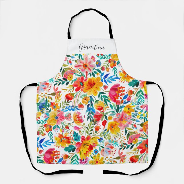 Oma Red Fiesta Floral Schürze (Vorderseite)