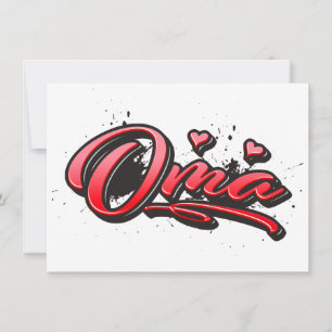 Oma red Heart Graffiti Karte Grußkarte