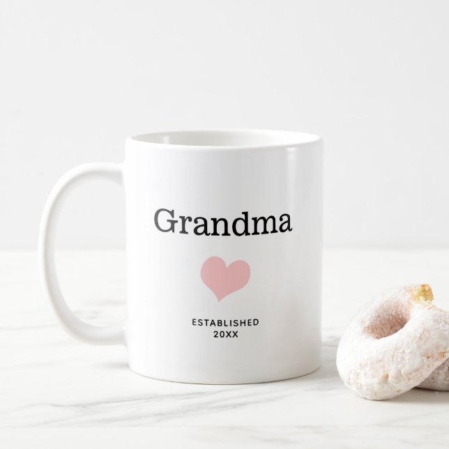 Oma, rosa Herz, Single Foto nach Maß Kaffeetasse (Mit Donut)