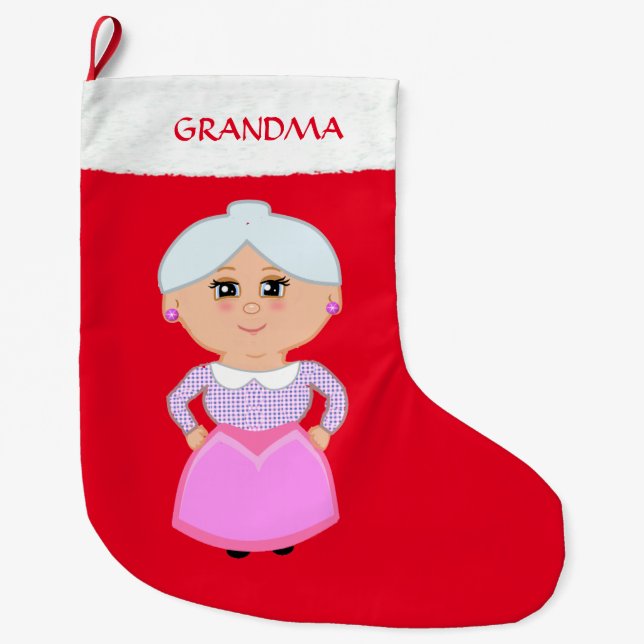 Oma Rot Großer Weihnachtsstrumpf (Vorderseite)