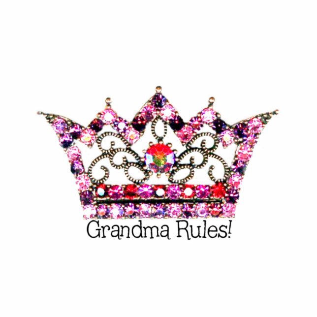 "Oma Rules" Tiara SCULPTURE Freistehende Fotoskulptur (Vorne)