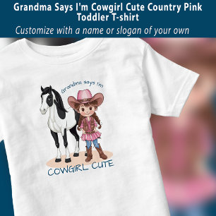 Oma sagt, ich bin süße Cowgirl-Land-Pink Kleinkind T-shirt
