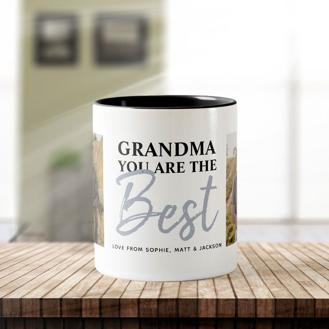 Oma Sie sind die beste moderne FotoCollage Zweifarbige Tasse (Von Creator hochgeladen)
