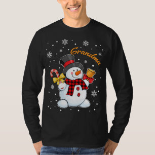 Oma Snowman Candy Cane Christmas Red Kariert T-Shirt