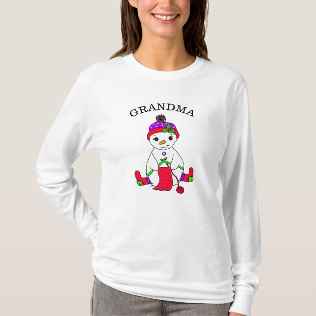 Oma Snowman Niedlich Whimsistische Weihnachten T-Shirt (Vorderseite)