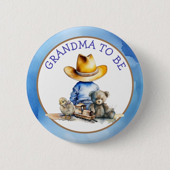 Oma to Be a Lil' Cowboy | Babydusche Button (Vorderseite)