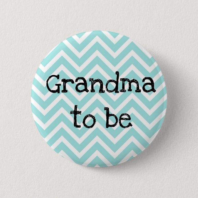 Oma to be aquamarin Zickzack Baby Showknopf Button (Vorderseite)