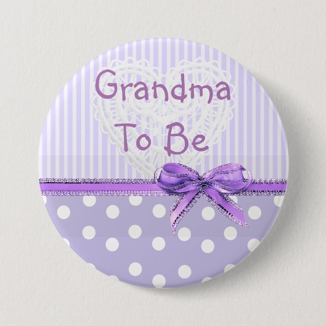 Oma to be Baby Showbutton: Lila Bow Button (Vorderseite)