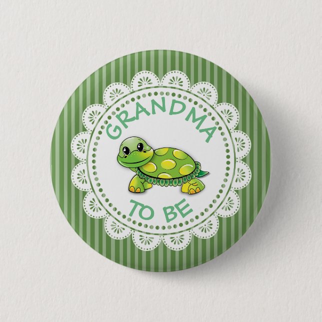 Oma to be Baby Shower Button Schildkröte Thema (Vorderseite)
