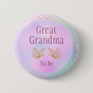 Oma to be Baby Showgirl Whimsical Butterfly Button