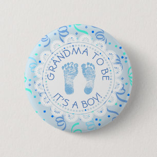 Oma to be Blue Confetti Baby Showknopf Button