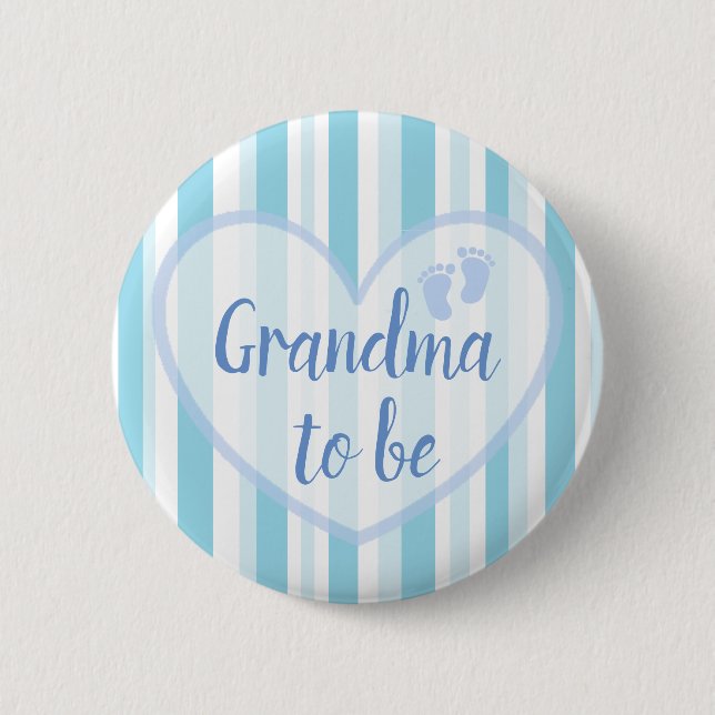 Oma to be Blue Footprints Baby Showknopf Button (Vorderseite)