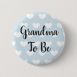 Oma to be Blue Hearts Baby Showbutton Button