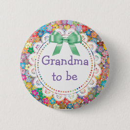 Oma to be Floral Baby Shooting Button