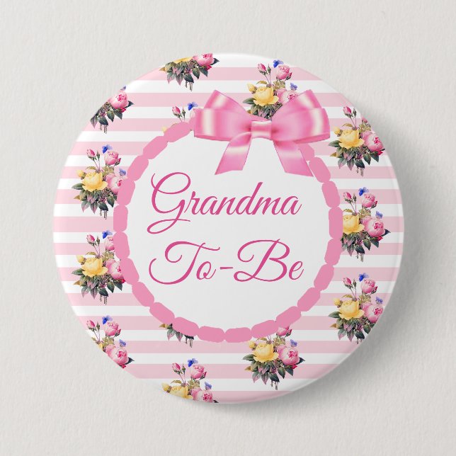 Oma to be Floral Chic Rose Button (Vorderseite)