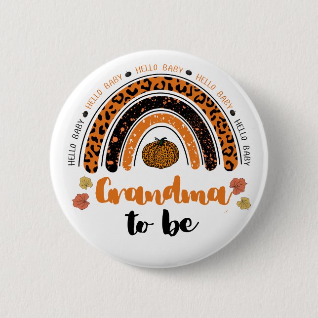 Oma to be Hello Baby Girl Pumpkin Baby Dusche Button (Vorderseite)