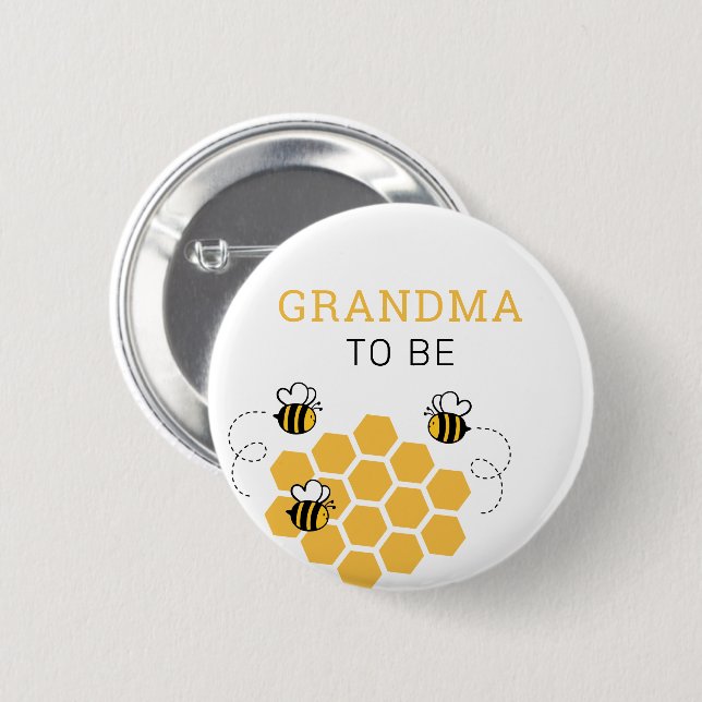 Oma to be Honey Bee Baby Dusche Button (Vorne & Hinten)