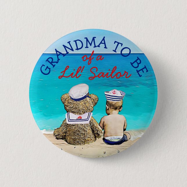 Oma to Be of a Lil'Sailor Baby Shower Button (Vorderseite)