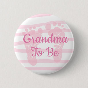 Oma to be Pink Girl Baby Showknopf Button