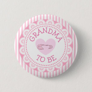 Oma to be Pink Heart Baby Showknopf Button