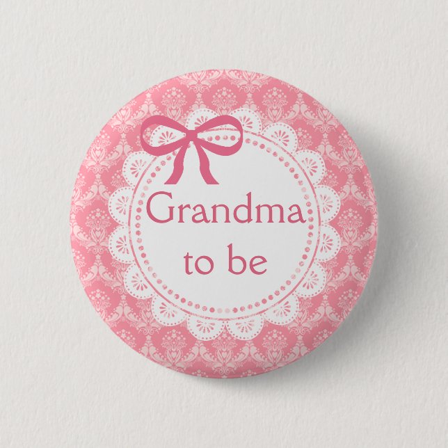 Oma to be Pink Lace Baby Duschknopf Button (Vorderseite)