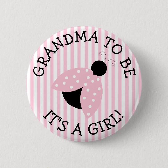 "Oma to be" Pink Ladybug Babydusche Button (Vorderseite)