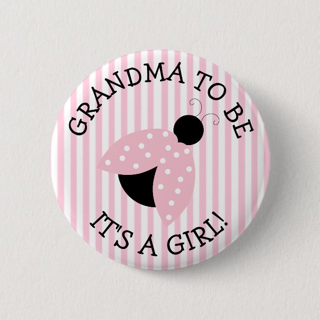 "Oma to be" Pink Ladybug Babydusche Button (Vorderseite)