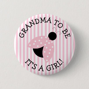 "Oma to be" Pink Ladybug Babydusche Button