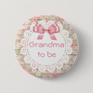 Oma to be Tan and Pink Bow Baby Showbutton Button
