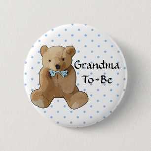 Oma to be Teddy Bear Baby Showknopf Button