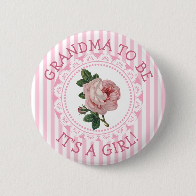 "Oma to be" Vintage Rose Kinderdusche Button (Vorderseite)