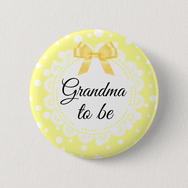 Oma to be Yellow Polka Dot Shootknopf Button (Vorderseite)