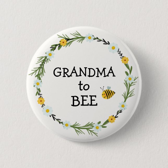Oma to Bee Baby Dusche Button (Vorderseite)