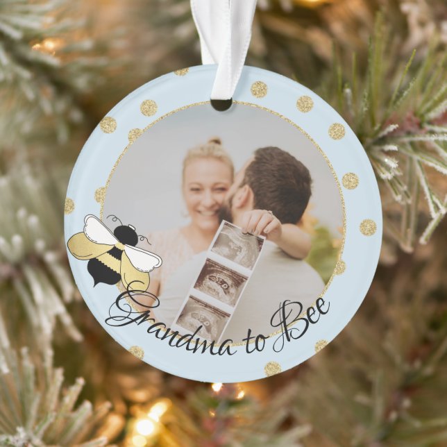 Oma to bee Wir erwarten mit Foto Ornament (Baum)