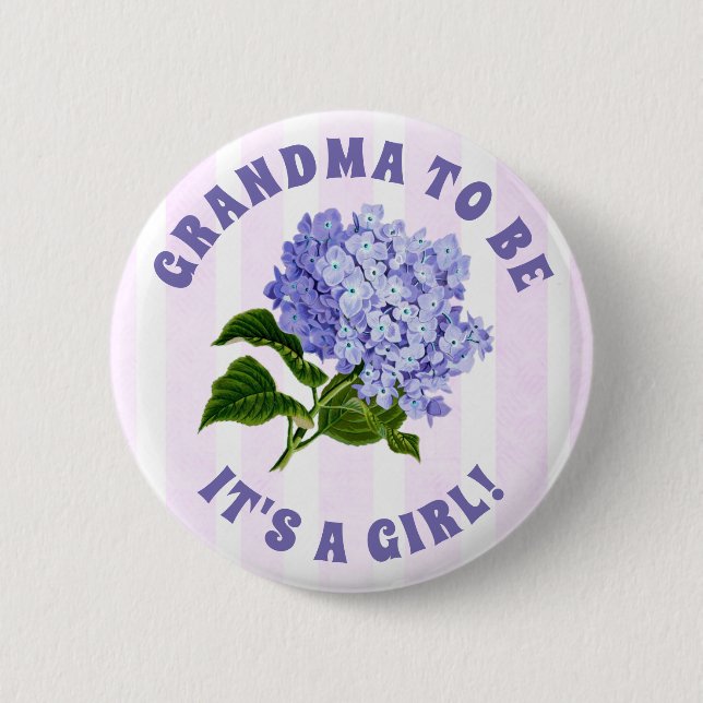 Oma to Lila Lilacs Baby Dusche Button (Vorderseite)