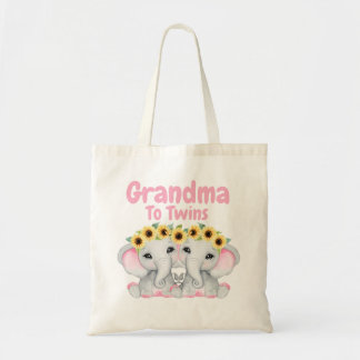 Oma to Twin Girls Elephant Sunblumen Tragetasche