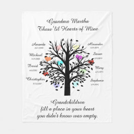 Oma Tree (Herzen), Schwarz/Weiß 8 Namen und Daten Fleecedecke