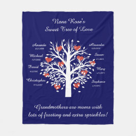 Oma Tree (Herzen), White/Navy 8 Names & Dates Fleecedecke