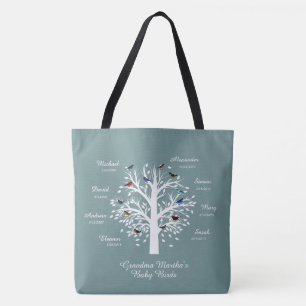 Oma Tree (Vögel) individuelle Namen/Daten Tasche