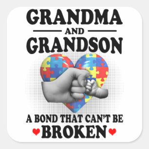 Oma und Grandson eine Bindung, die nicht gebrochen Quadratischer Aufkleber