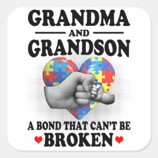 Oma und Grandson eine Bindung, die nicht gebrochen Quadratischer Aufkleber