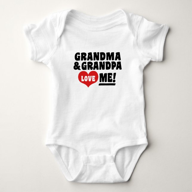 Oma und Oma Liebe ich Schnuller Baby Strampler (Vorderseite)