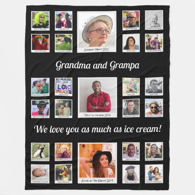 Oma und Opa Familie FotoCollage Grosses Fleecedecke (Vorderseite)