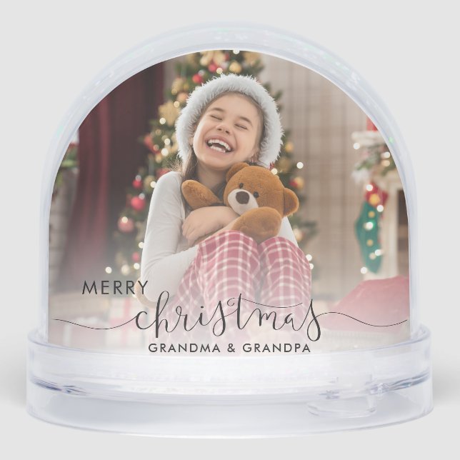 Oma und Opa Großkinder Foto Weihnachten Schneekugeln (Rückseite)