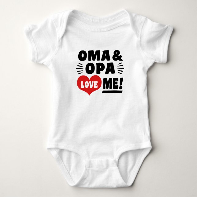 Oma und Opa Liebe ich Baby Strampler (Vorderseite)